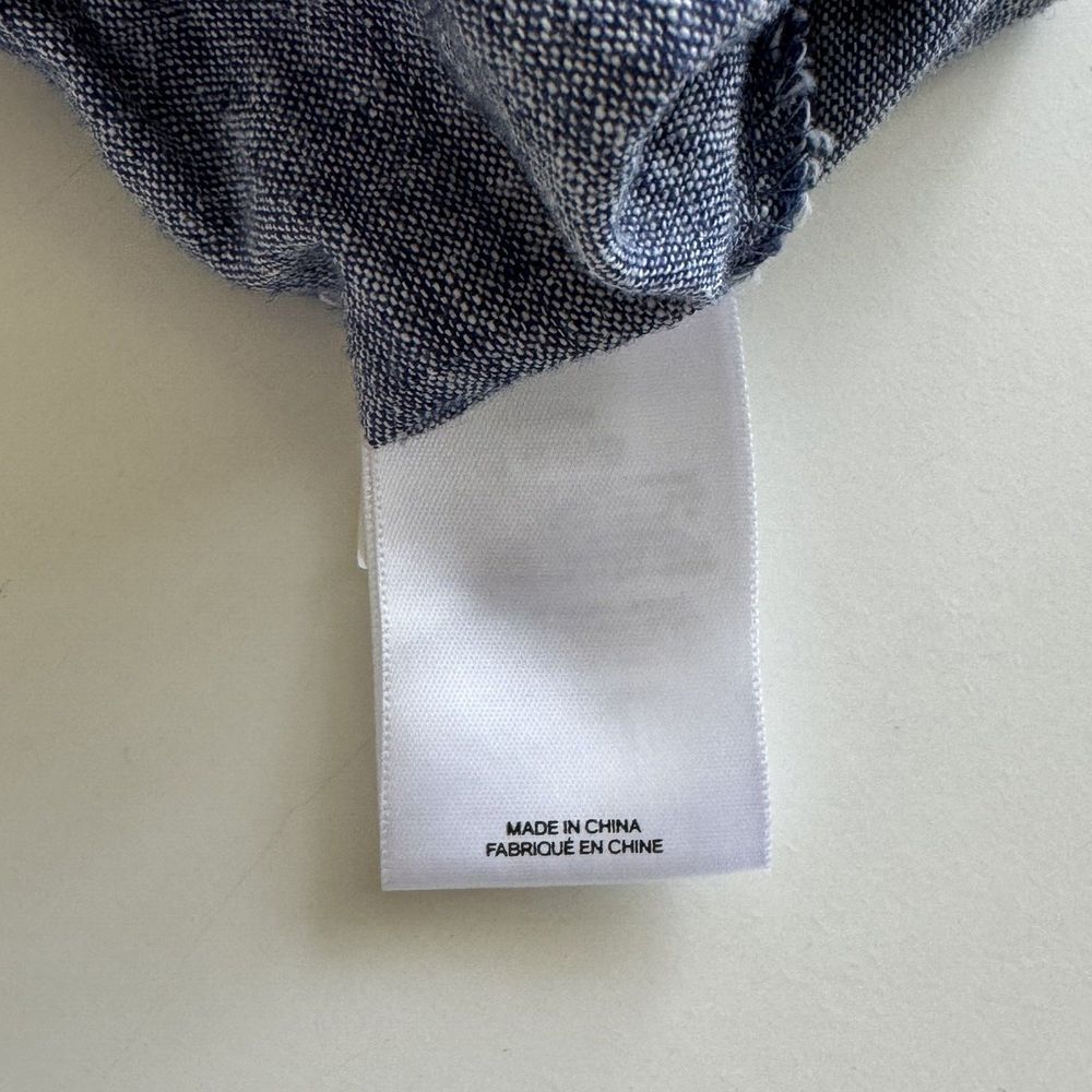 Express Skirt Size S Maxi Chambray Linen Skirt Blue Front Slit‎ Elastic Pull On - Picture 9 of 10
